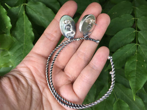 Blue goldstone twist hoop earrings