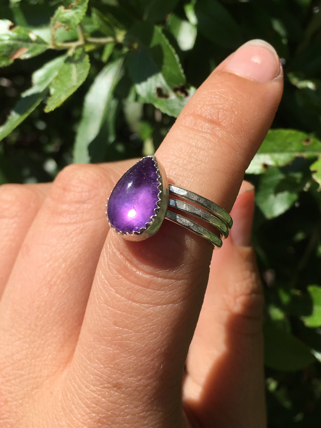 Amethyst stacker ring set - size 5.75