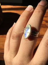 Load image into Gallery viewer, Moonstone Marquis Stacker ring set - size 8
