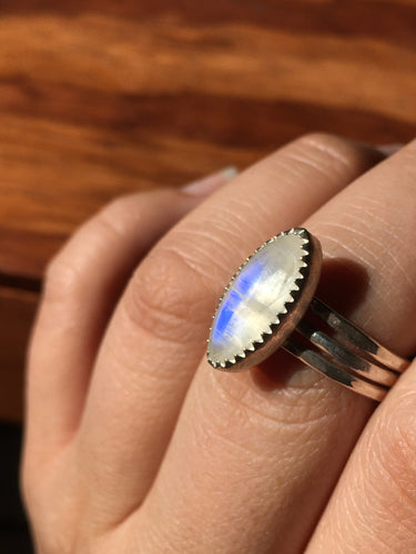 Moonstone Marquis Stacker ring set - size 8
