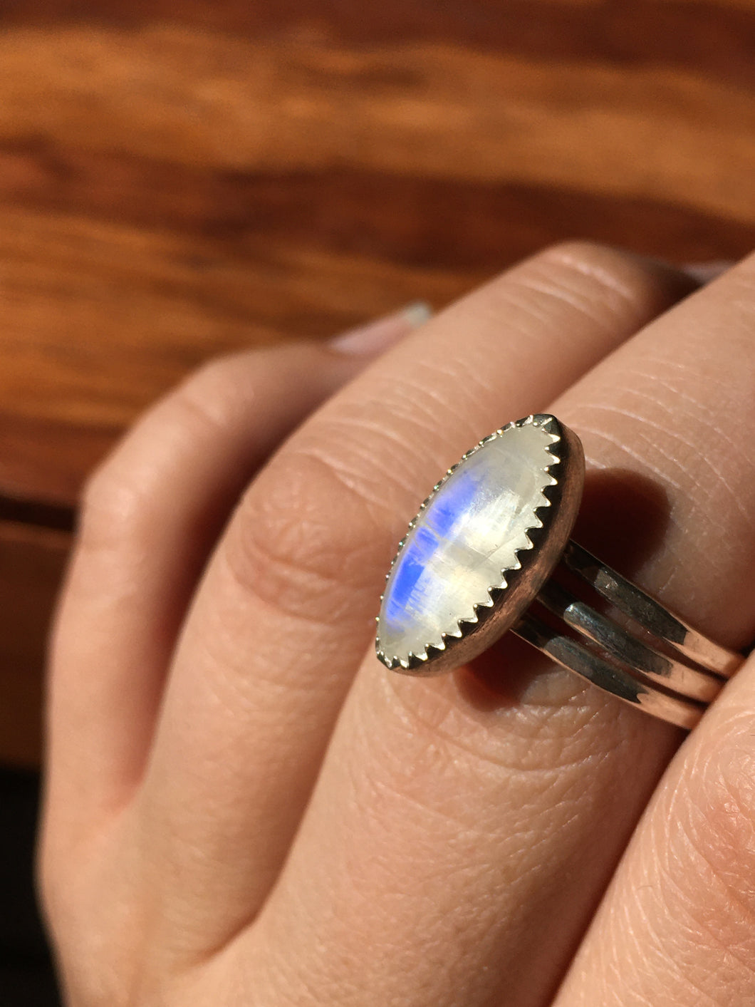 Moonstone Marquis Stacker ring set - size 8