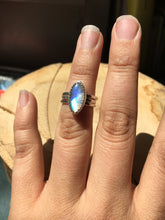 Load image into Gallery viewer, Moonstone Marquis Stacker Ring set - size 4