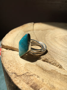White Water turquoise diamond Stacker Ring Set - size 5
