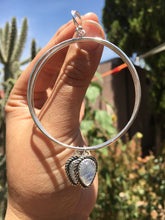 Load image into Gallery viewer, Flashy Blue Moonstone Hoop earrings