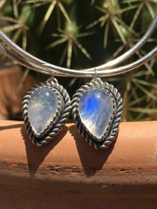 Flashy Blue Moonstone Hoop earrings