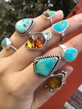 Load image into Gallery viewer, Geometric cut amber ring - size 7 1/4