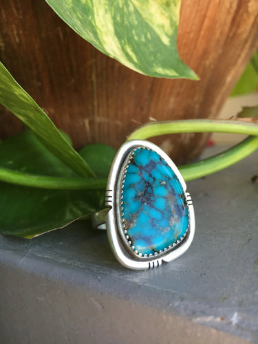 Black matrix Kingman turquoise ring - size 9