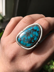 Black matrix Kingman turquoise ring - size 9