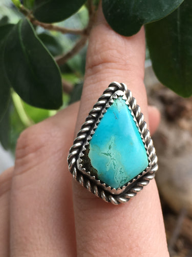 Kite shaped Hubei turquoise ring - size 6