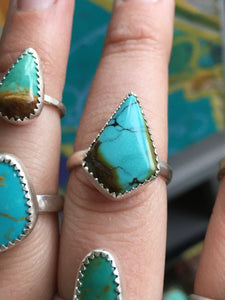Kite shaped Hubei turquoise ring - size 8