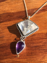 Load image into Gallery viewer, Geometric quartz with amethyst teardrop necklace