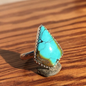 Kite shaped Hubei turquoise ring - size 8