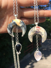 Load image into Gallery viewer, Maligano jasper crescent moon with black onyx statement necklace