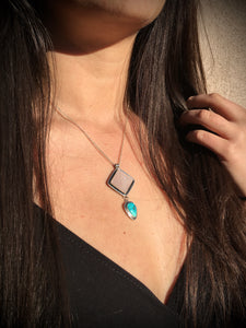 Rose quartz pyramid with Sierra Nevada turquoise necklace