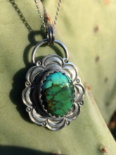 Load image into Gallery viewer, Moon stamped pendant with Hubei turquiose