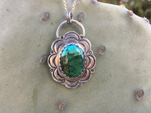 Load image into Gallery viewer, Moon stamped pendant with Hubei turquiose