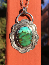 Load image into Gallery viewer, Moon stamped pendant with Hubei turquiose