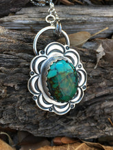Load image into Gallery viewer, Moon stamped pendant with Hubei turquiose