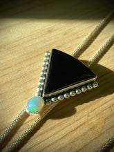 Load image into Gallery viewer, Black Onyx with Ethiopian Opal Accent Chain Bolo Necklace