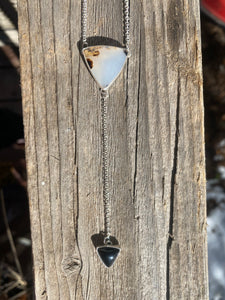 Montana Agate with Black Onyx Lariat Necklace
