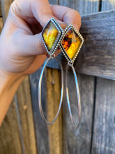 Load image into Gallery viewer, Mexican amber diamond post hoops