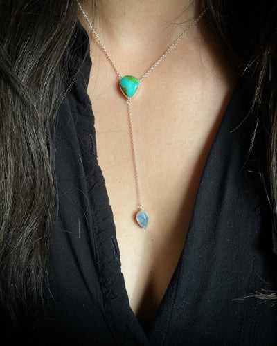 Sonoran Gold Turquoise with Moonstone Lariat