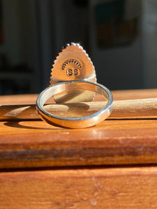 Beaded Moonstone Marquis Ring—size 10.5