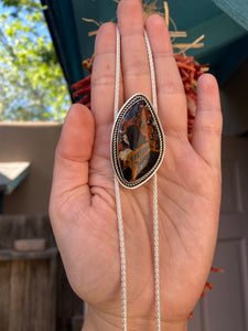 Agatized Petrified Wood Chain Bolo Necklace