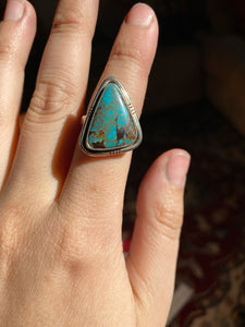 Kingman Turquoise Ring with Decorative Notches—size 6.5