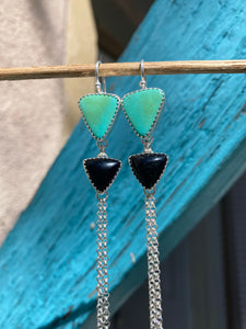 Nacozari Turquoise Double Triangle Chain Dangle Earrings