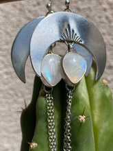 Load image into Gallery viewer, Crescent Moon Moonstone Chain Dangles—Sun Rays