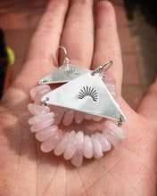Load image into Gallery viewer, Rose quartz half sun earrings (custom listing)