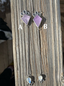 Amethyst Kite with Moonstone Lariat Necklace (B)