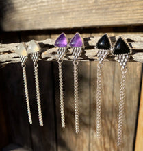 Load image into Gallery viewer, Black onyx chain dangle earrings