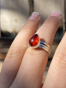 Red garnet stacker ring set - size 8