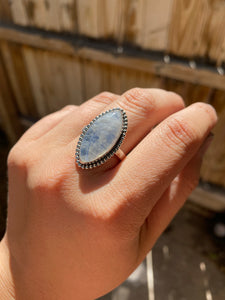 Beaded Moonstone Marquis Ring—size 10.5