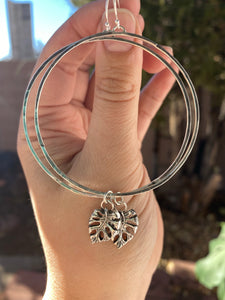 Hammered Monstera Hoops - Pair B