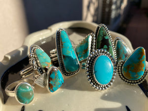 Sleeping Beauty Turquoise Double Beaded Ring—size 7