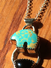 Load image into Gallery viewer, Osito Necklace #5 - Light teal turquoise with black onyx
