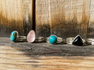 Rose quartz stacker ring set - size 5.5