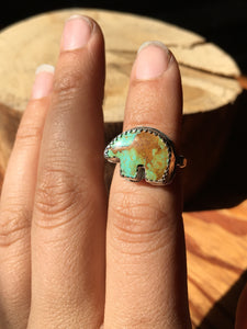 Osito Ring #2 - Earthy blue-green turquoise (size 5+)