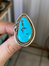 Load image into Gallery viewer, Sleeping Beauty Turquoise Ring with Scorpion—size 8.5