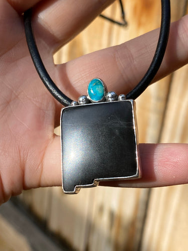 Black Onyx with White Water Turquoise New Mexico Statement Necklace