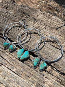 Kingman Turquoise with Twist Wire Dangle Hoops