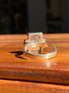 Rectangular Rose Quartz Ring—size 8