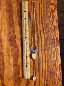 Carved Moonstone with Rose Quartz Statement Lariat