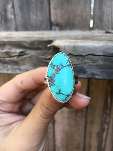 Natural Hubei chunky turquoise ring - size 8.5/9