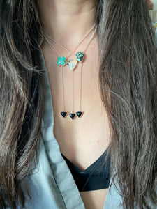 Kingman Turquoise 'X' with Black Onyx Lariat Necklace