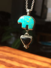 Load image into Gallery viewer, Osito Necklace #1 - Bright blue turquoise with black onyx