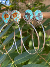 Load image into Gallery viewer, Turquoise Inlay Ammonite Post Hoops